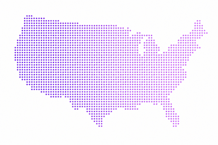 Dotted map of the United States